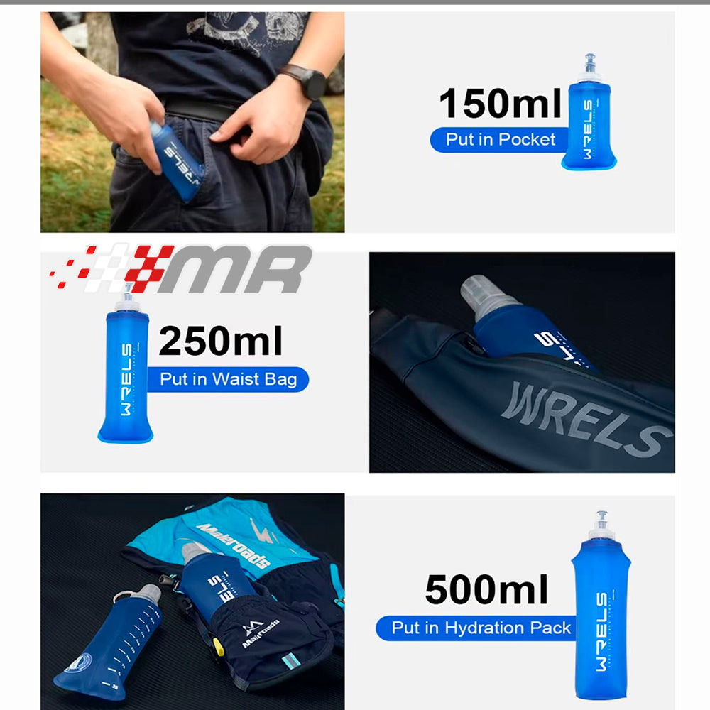 Botella deportiva Flexible WRELS para running o ciclismo Azul