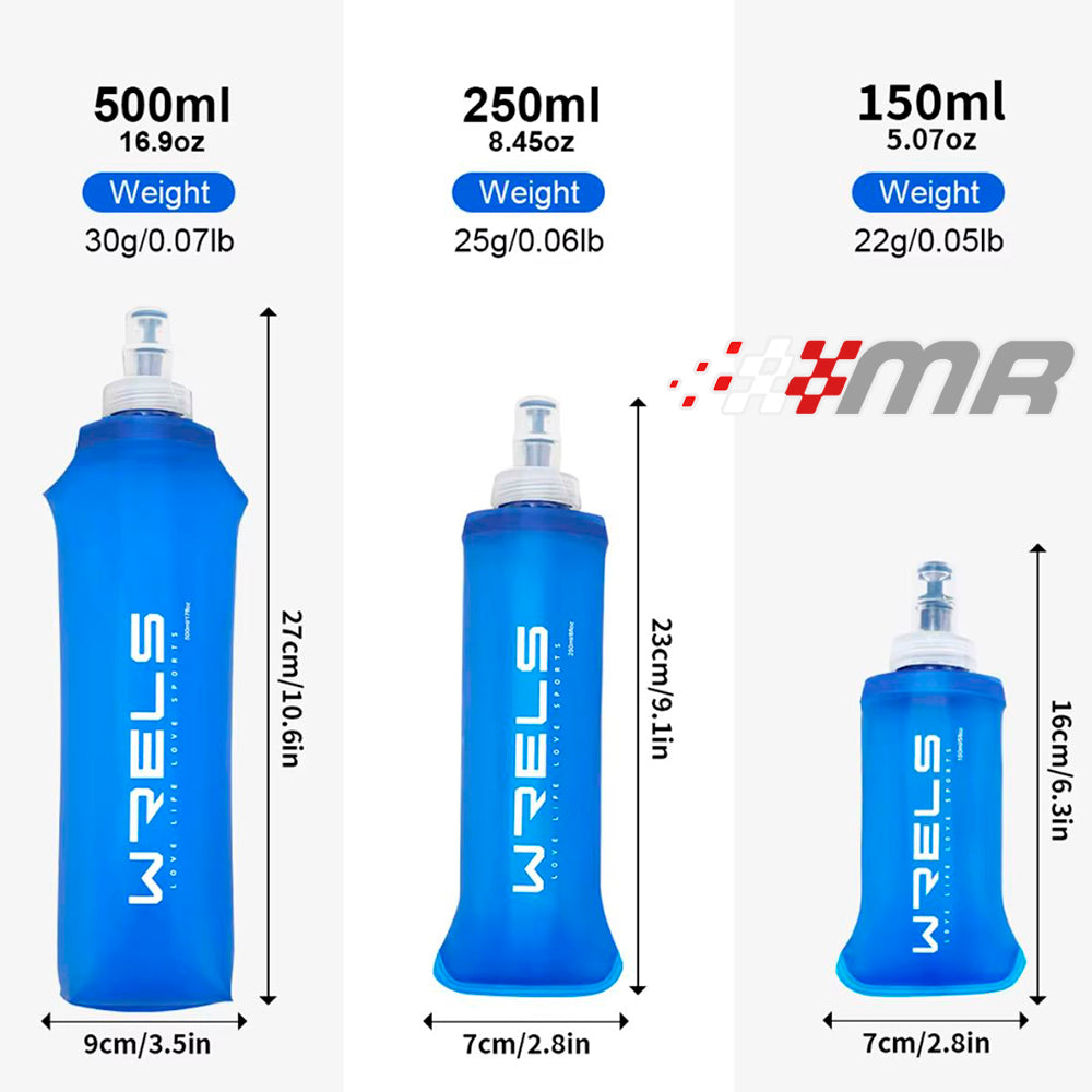 Botella deportiva Flexible WRELS para running o ciclismo Azul