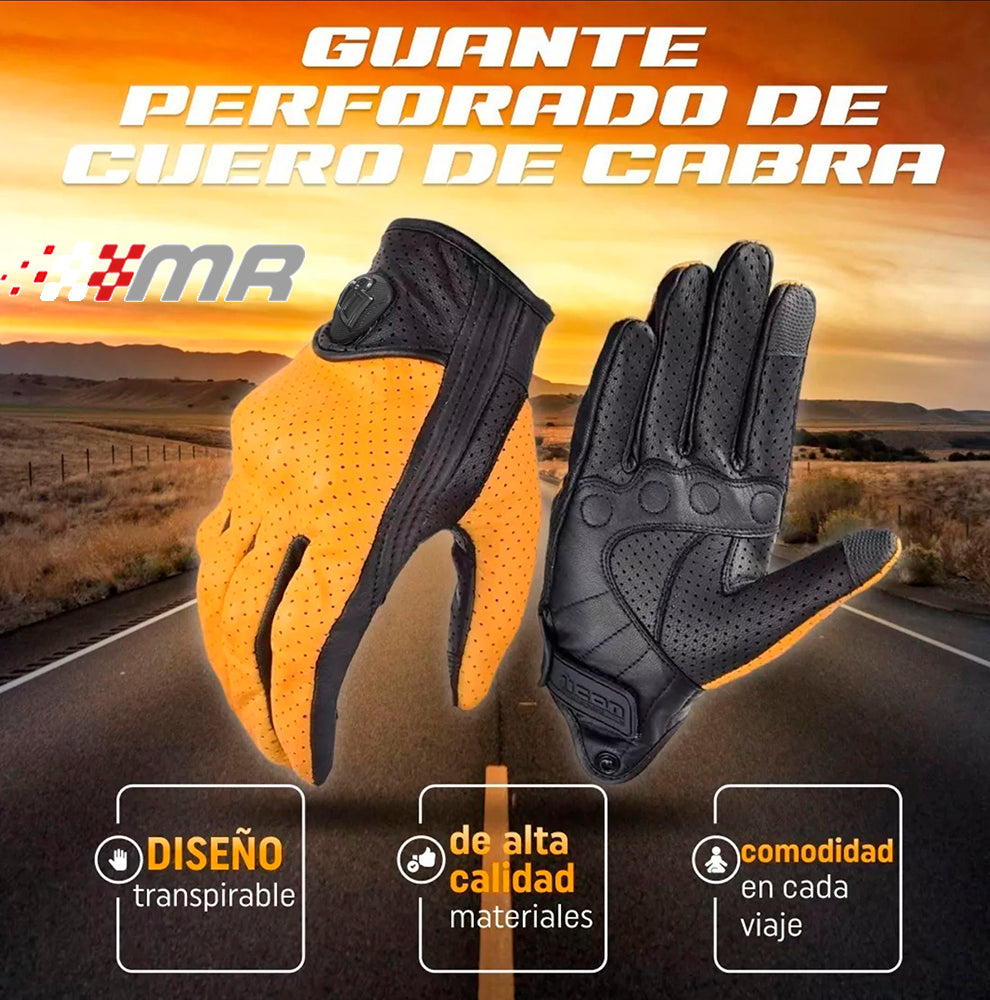 GUANTES DE CUERO PARA MOTO ICON PERSUIT - AMARILLO