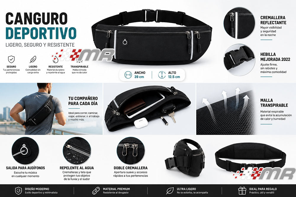 Canguro Riñonera Deportiva elástico Running