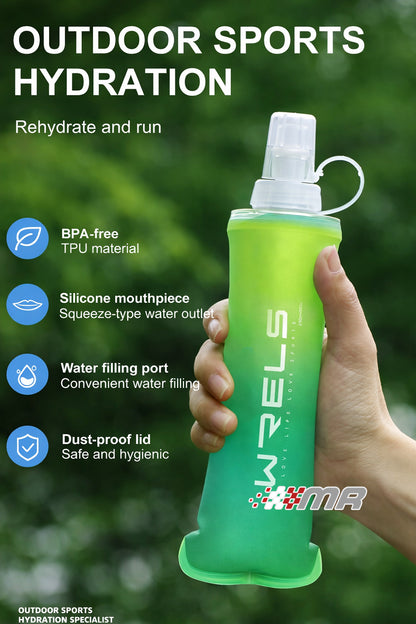 Botella deportiva Flexible WRELS para running o ciclismo Azul