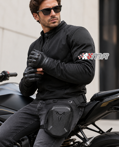 Muslera Para Motociclista Con Tapa Rígida Tipo Diseño Carbon