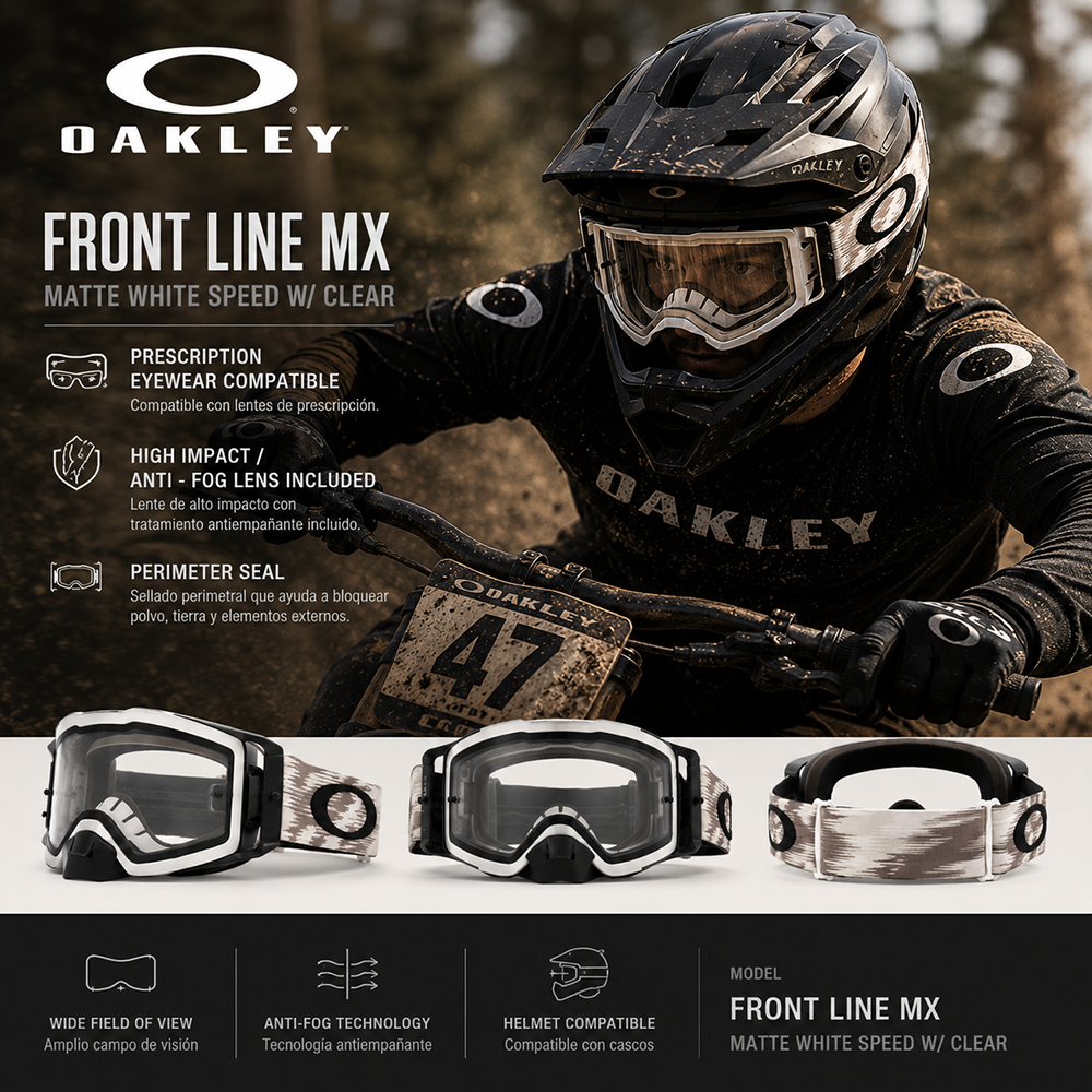 Goggles Oakley Front Line Mx Matte White Speed W/ Clear