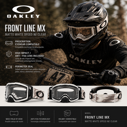 Goggles Oakley Front Line Mx Matte White Speed W/ Clear
