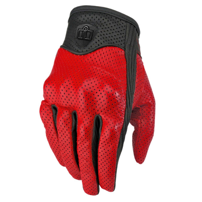 GUANTES DE CUERO PARA MOTO ICON PERSUIT - ROJO