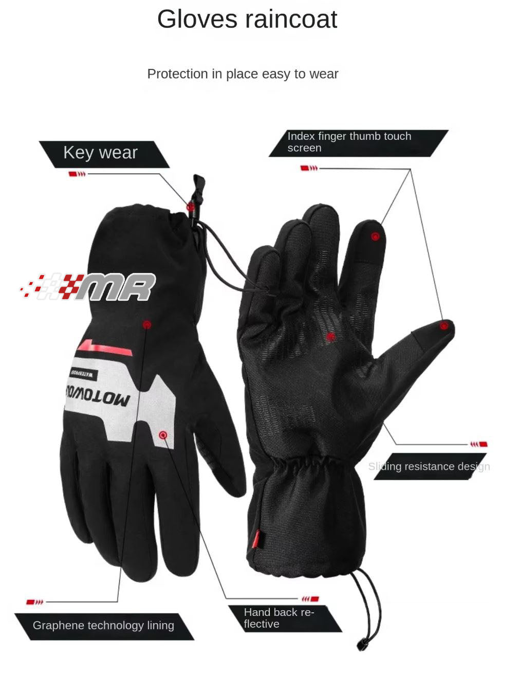 Cubre Guantes Impermeables Tactiles Motowolf Para Moto Talla M/L