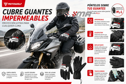 Cubre Guantes Impermeables Tactiles Motowolf Para Moto Talla M/L