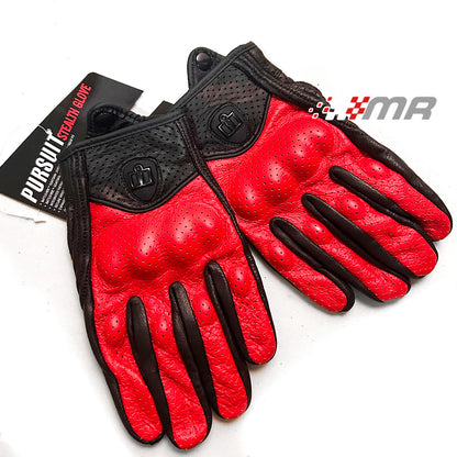 GUANTES DE CUERO PARA MOTO ICON PERSUIT - ROJO