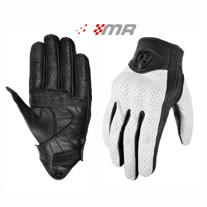 GUANTES DE CUERO PARA MOTO ICON PERSUIT - BLANCO