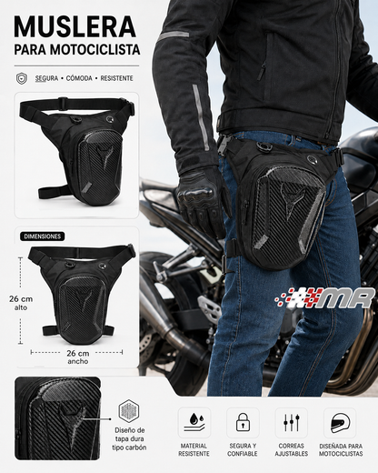 Muslera Para Motociclista Con Tapa Rígida Tipo Diseño Carbon