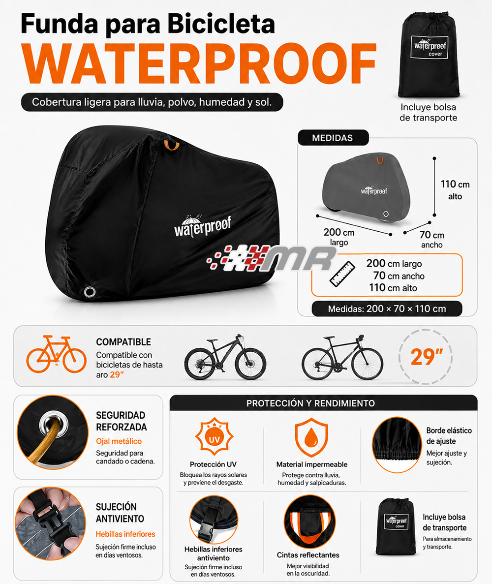 Funda Waterproof Para Bicicleta mtb ruta Oxford 210t