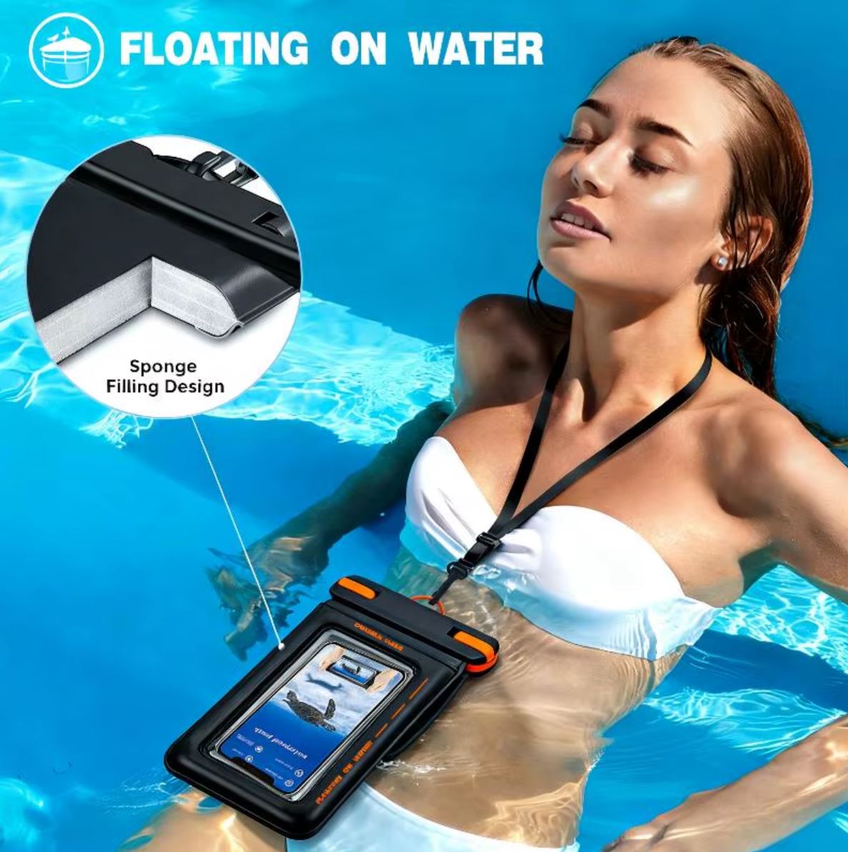 Funda Acuática Flotante Para Celular Con doble Compartimiento