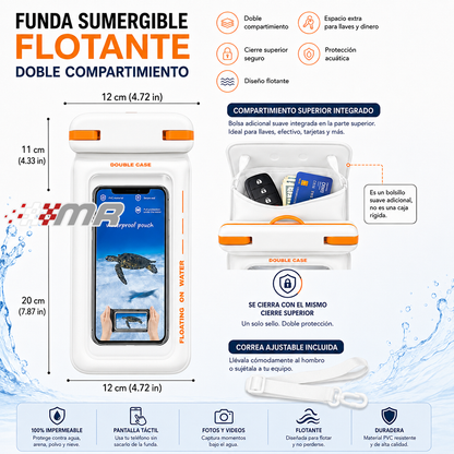 Funda Acuática Flotante Para Celular Con doble Compartimiento