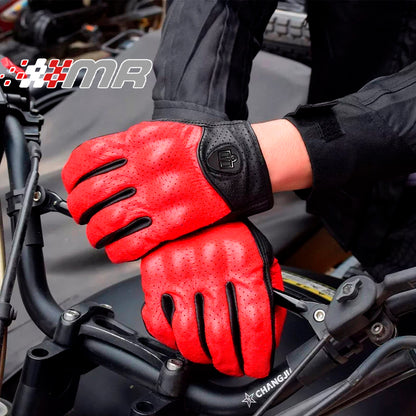 GUANTES DE CUERO PARA MOTO ICON PERSUIT - ROJO