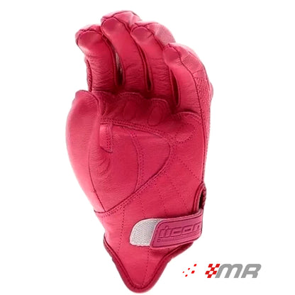 GUANTES DE CUERO PARA MOTO ICON PERSUIT - ROSADO